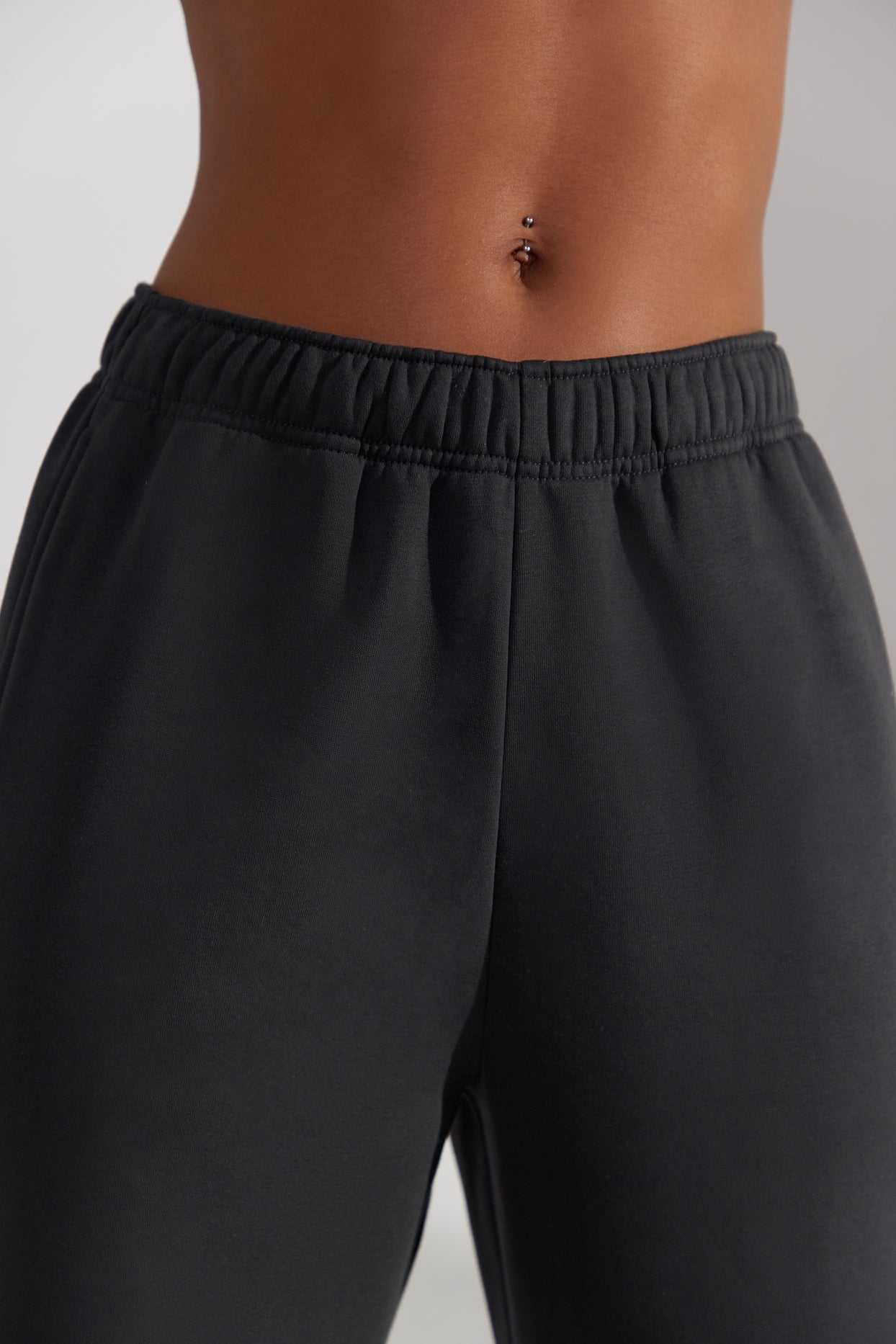 Wide Leg Joggers in Washed Black