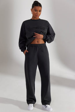 Spodnie dresowe Petite z szerokimi nogawkami w kolorze spranej czerni