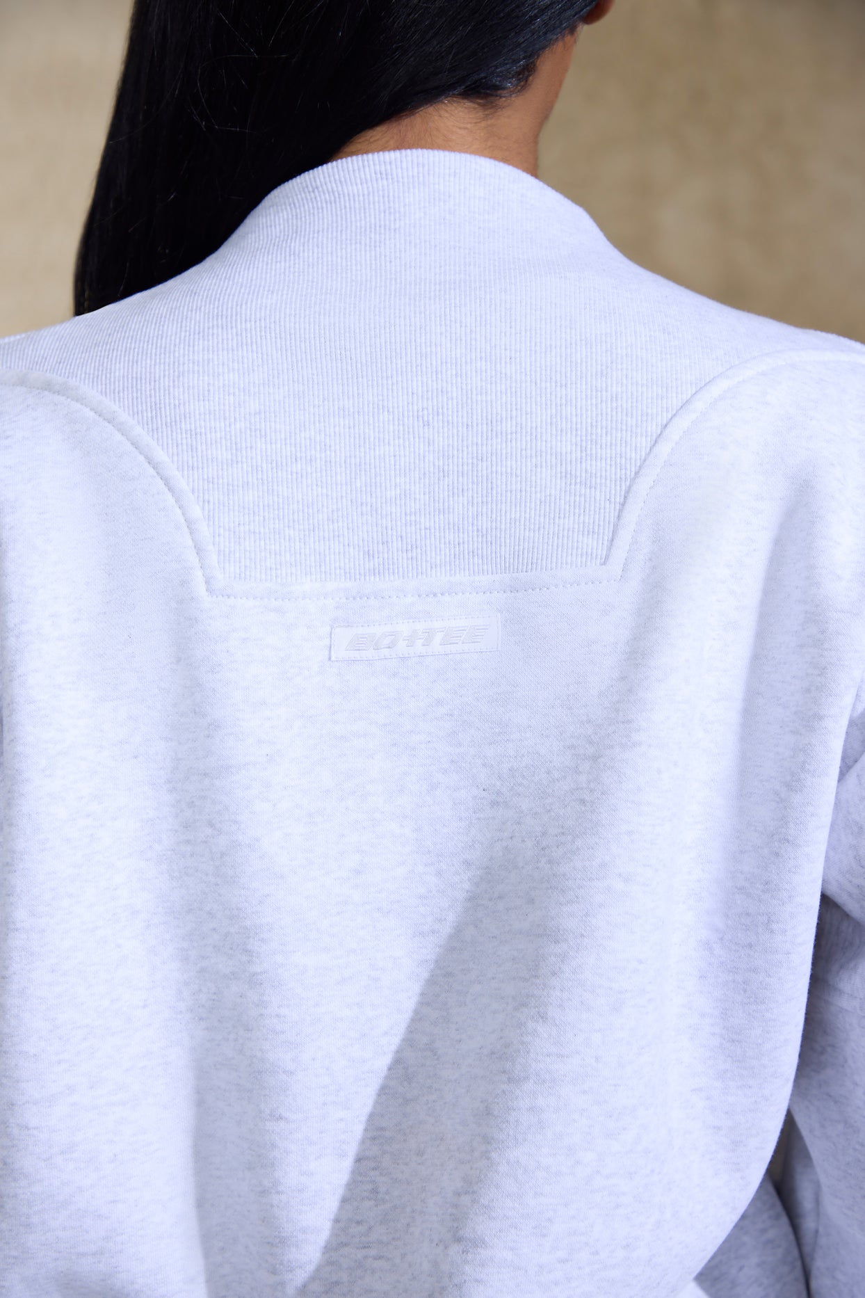 Oversized Half Zip Sweatshirt in Marled Grey