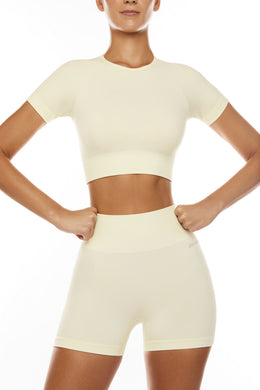 Seamless Backless Crop Top in Ivory