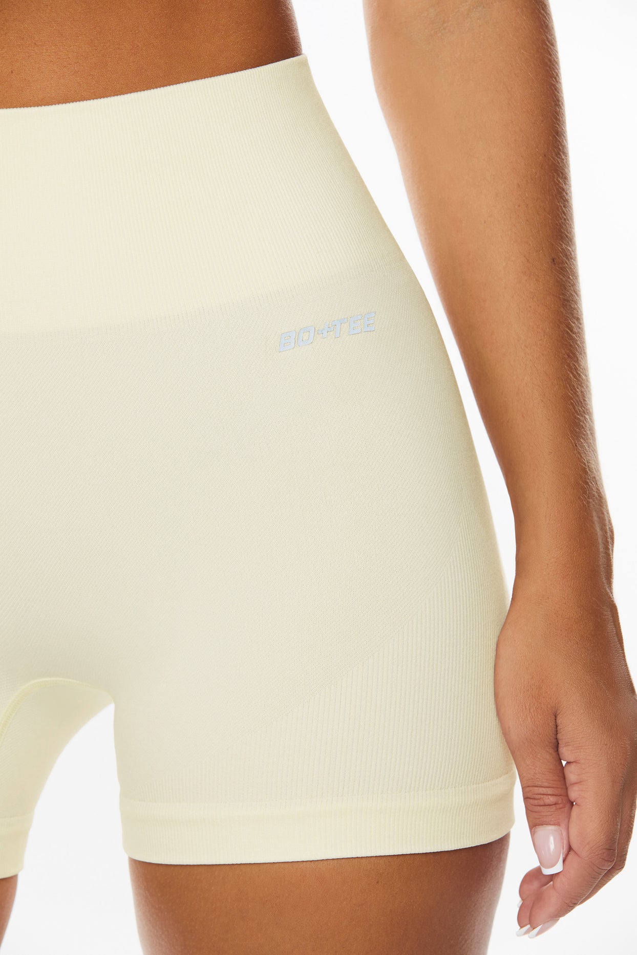 Endurance Seamless Mini Shorts in Ivory | Oh Polly