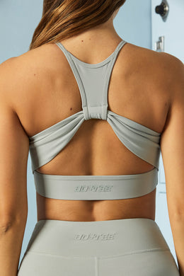 Racer Cut Out Crop Top in Grey