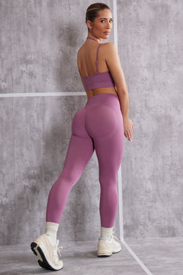 Bezszwowe legginsy z wysokim stanem w kolorze fioletowo-fioletowym