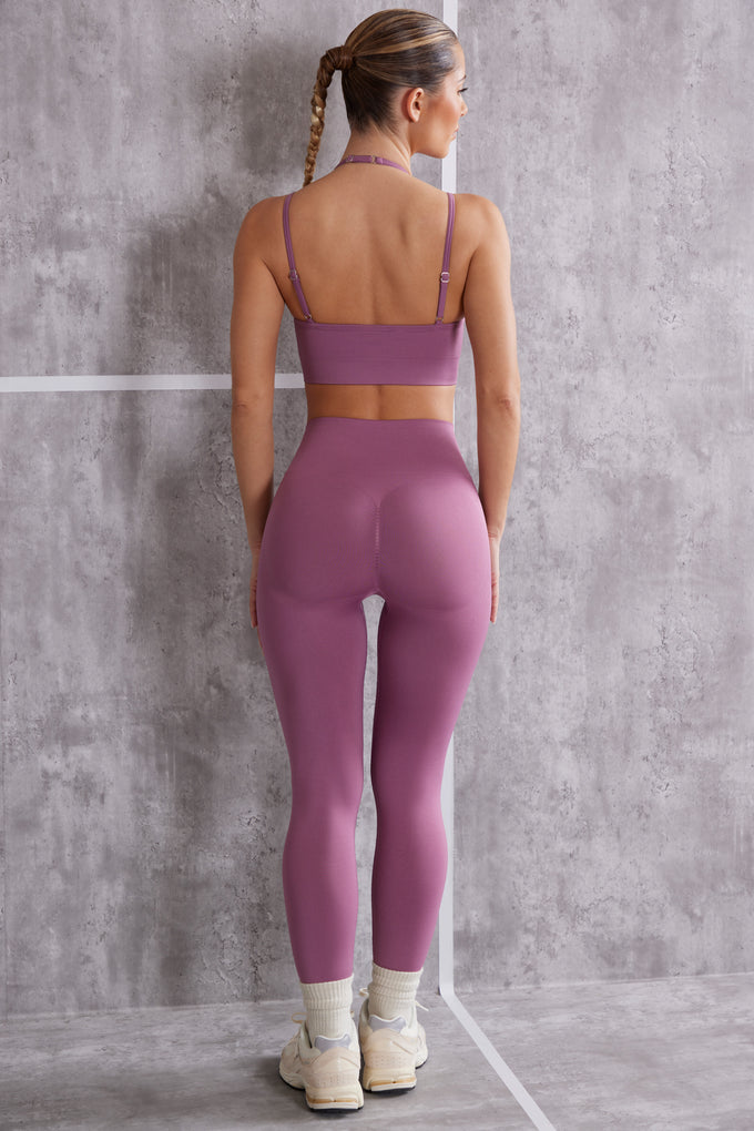 Bezszwowe legginsy z wysokim stanem w kolorze fioletowo-fioletowym