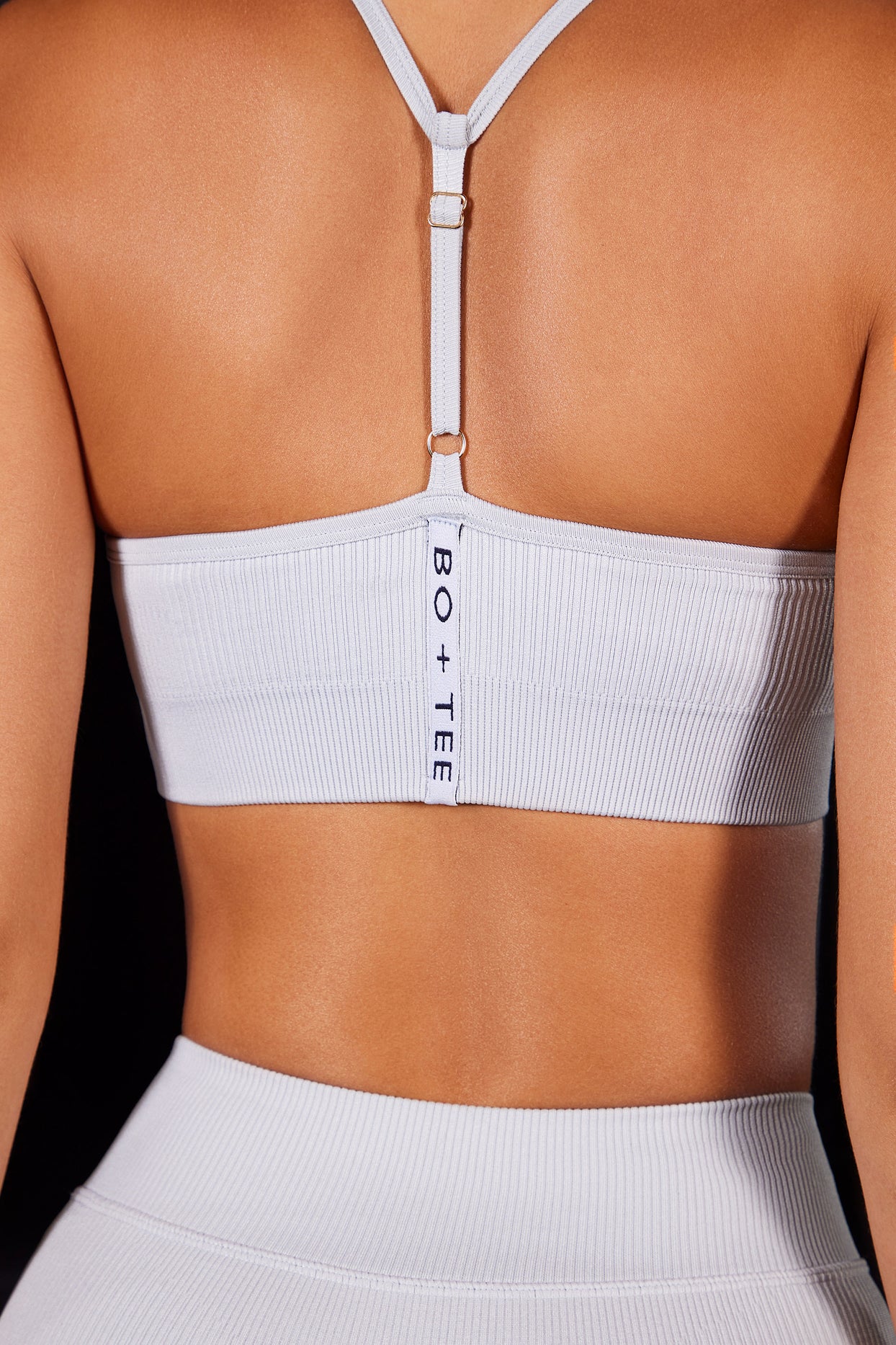 Uplifted Scoop Neck Halter Sports Bra in Grey Oh Polly