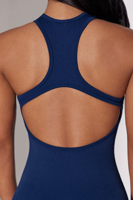 Full Length Cut Out Back Unitard in Navy