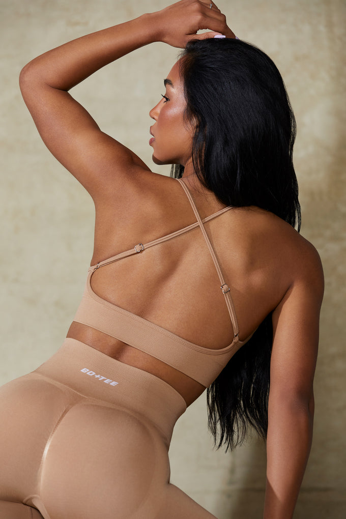 Low Back Define Luxe Sports Bra in Warm Taupe
