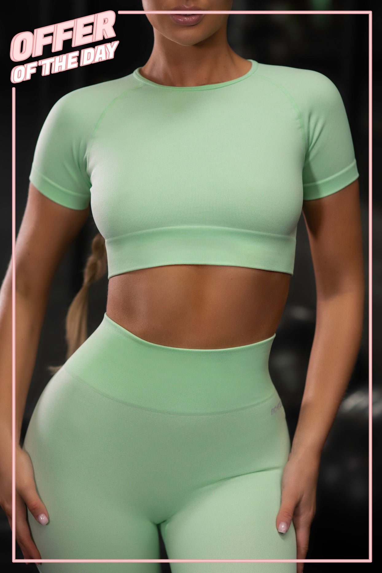 Determined Seamless Crop Top in Green - 7