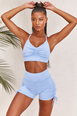 Focus Slinky Ruched Sports Bra in Baby Blue