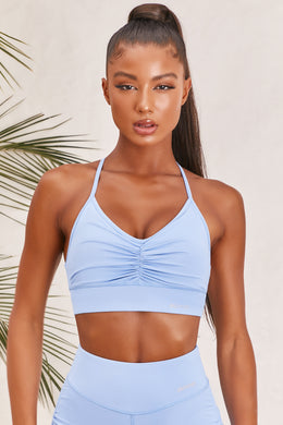 Focus Slinky Ruched Sports Bra in Baby Blue