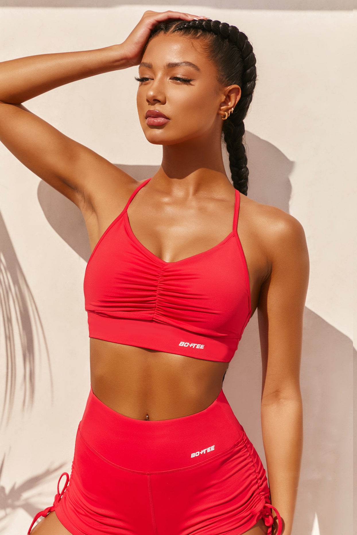 Focus Slinky Ruched Sports Bra in Red