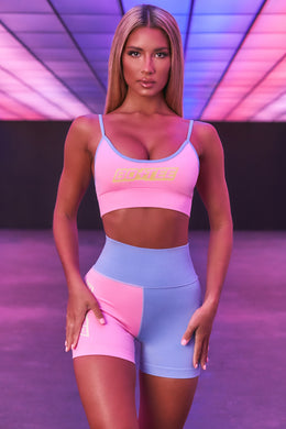 Aerobic Seamless High Waisted Shorts in Blue & Pink