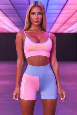 Aerobic Seamless High Waisted Shorts in Blue & Pink