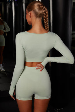 Motion Seamless Long Sleeve Crop Top in Green