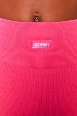 Intense Ribbed Butt Lifting Shorts in Hot Pink