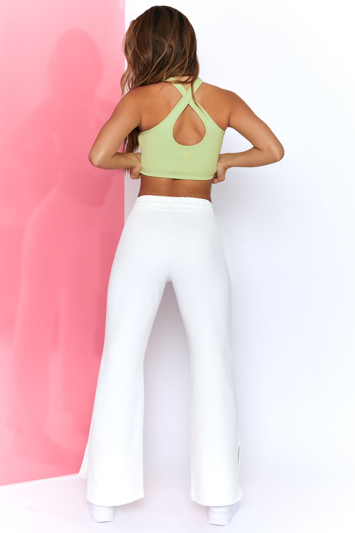 Life Petite Wide Leg Joggers in White