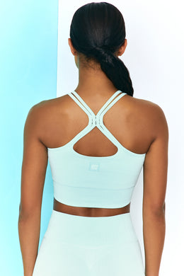 Feel Your Power Ribbed Racer Crop Top in Light Blue