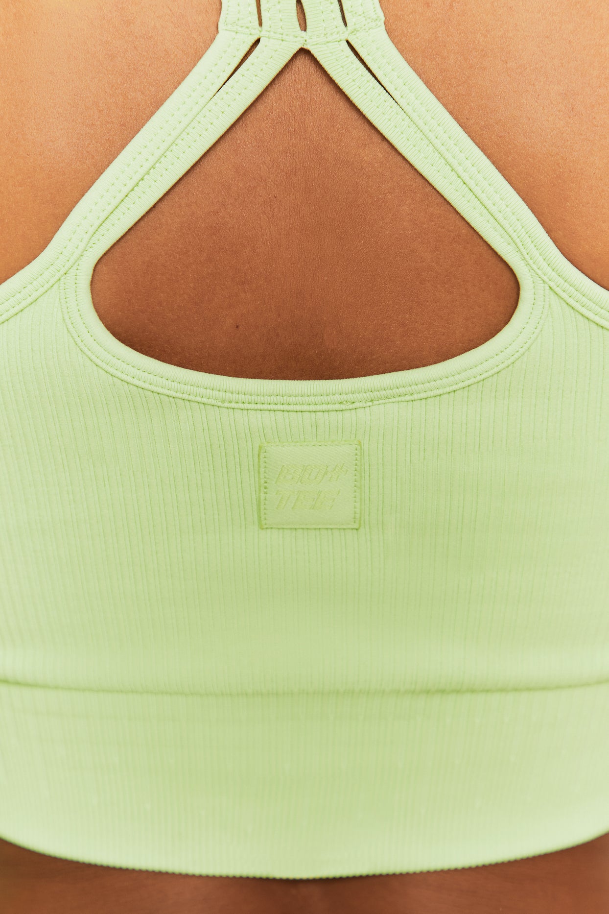 Feel Your Power Ribbed Racer Crop Top in Lime