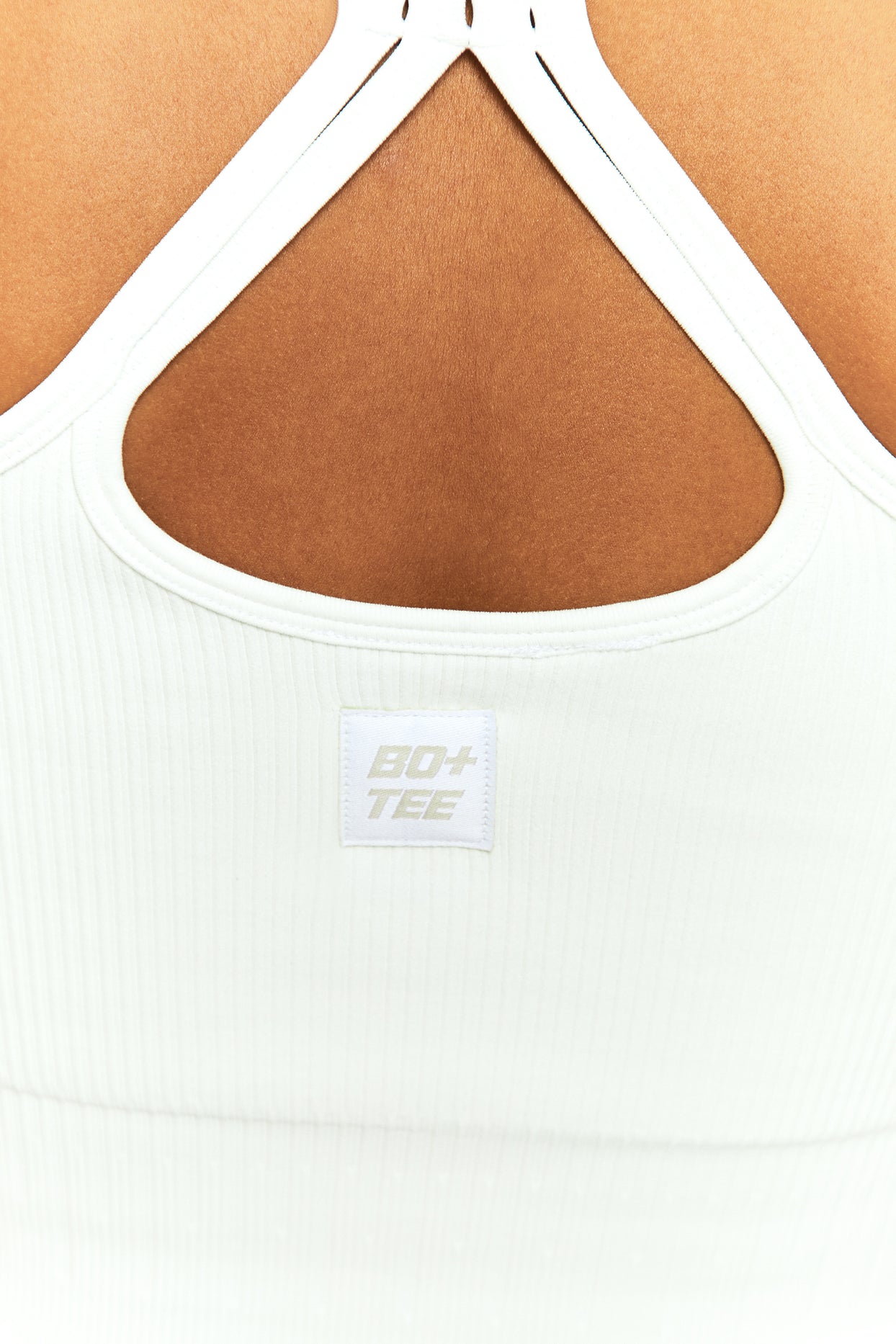 Feel Your Power Ribbed Racer Crop Top in White