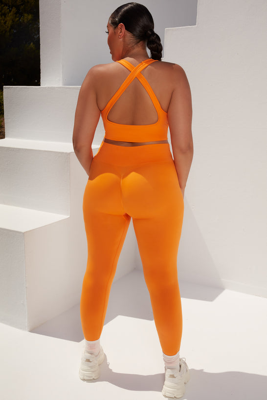 Surge Petite Curved Waist Seamless Leggings in Orange
