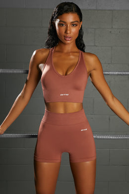 Curved Waist Seamless Mini Shorts in Rust