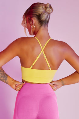 Seamless High Strap Crop Top in Yellow