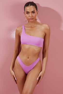 Haut de bikini asymétrique en rose