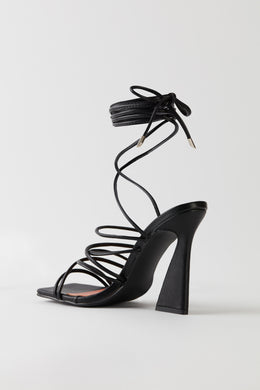 Leatherette Lace Up Heels in Black